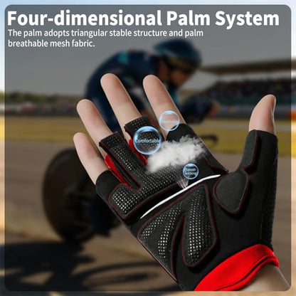 Men's Fingerless Cycling Gloves, Bike Gloves for Men & Women with Gel Padded & Anti-Slip Design, Breathable Outdoor Bicycle Gloves for Road/Mountain Bike, Fitness, Hiking - size: Medium