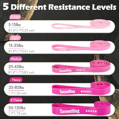 Resistance Bands for Exercise Working Out, 5-Level Pull-Up Assistance Full-Body Training Bands for Women Men Home Workouts, Physical Therapy, Strength Training