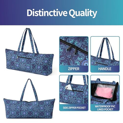 | Yoga Mat Bag | Large Yoga Mat Carrier with Wet Pocket | Yoga Gifts | Gym Tote Bag for Women - color: Tote-Blue
