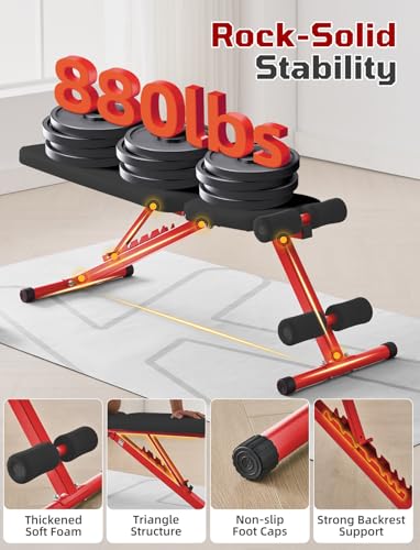SPORTSOUL 880LB Weight Bench, 8-Position Backrest Adjustable Workout Bench - color: Black