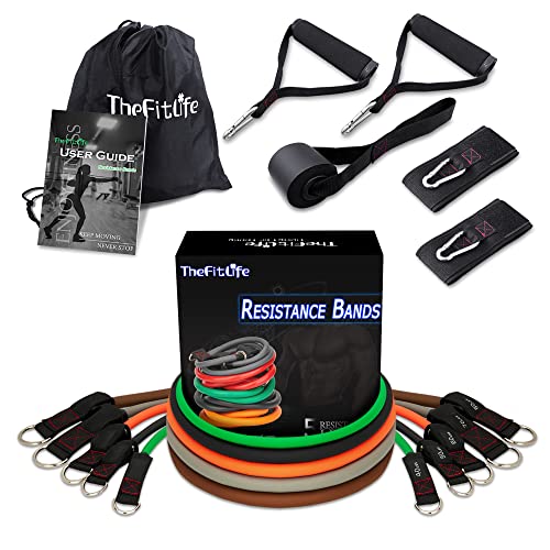 TheFitLife Resistance Bands Set for Women & Beginners – Home Workout Equipment with Handles, Door Anchor & Ankle Straps, Exercise Bands for Rehab, Yoga & Fitness - color: Brown 300lbs