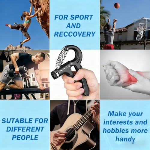 Grip Strength Trainer, Hand Grip Exerciser Strengthener with Adjustable Resistance 11-132 Lbs (5-60kg), Forearm Strengthener, Hand Exerciser for Muscle Building and Injury Recover 1 Pack