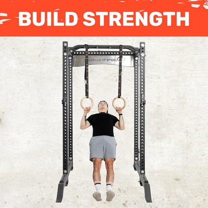 Bells of Steel Gymnastic Rings Wooden Calisthenics Pull Up, 440 lb Pair