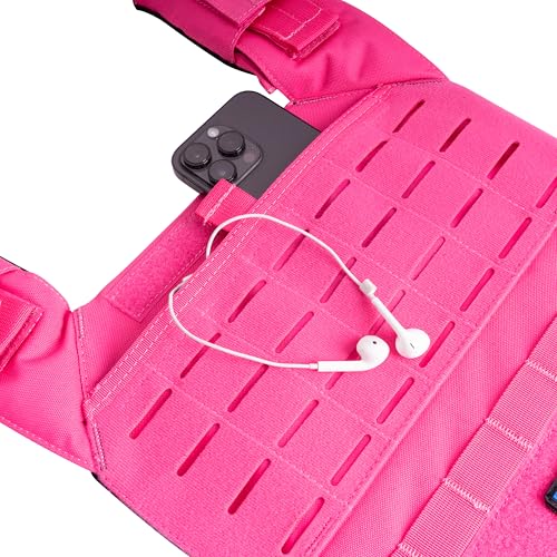 Northgym Adjustable Weighted Vest/Incl. 3D Weight Plates in 14lbs / 20lbs/ 30lbs/ 42.5lbs - Optimized Weight Distribution and with Curved Plates for Running, Functional Training and Working Out - style: Pink 42.5lbs