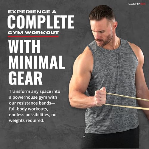 Long Resistance Bands for Working Out | Set of 6 Exercise Bands for Full-Body Training | Pull Up Bands for Home Gym with Handles, Door Anchor and Bar Options | for Men & Women