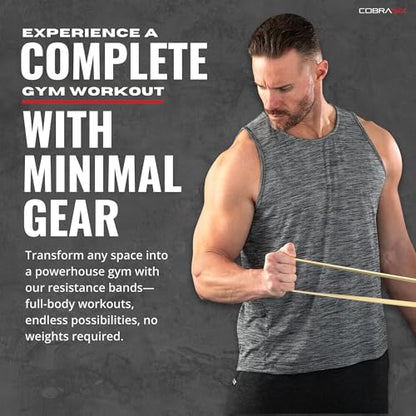 Long Resistance Bands for Working Out | Set of 6 Exercise Bands for Full-Body Training | Pull Up Bands for Home Gym with Handles, Door Anchor and Bar Options | for Men & Women