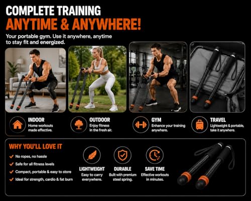 Weighted Cordless Ropeless Battle Ropes – Portable Home Gym Workout Rope for HIIT Training, Upper Body Strength & Core Endurance (Men & Women)