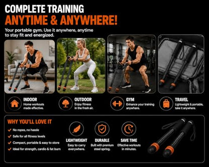 Weighted Cordless Ropeless Battle Ropes – Portable Home Gym Workout Rope for HIIT Training, Upper Body Strength & Core Endurance (Men & Women)