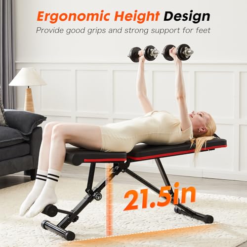 Adjustable Weight Bench for Home Gym, Foldable Workout Equipment for Full Body Strength Training, Incline Decline Sit-Up Bench for Chest, Shoulders, Arms Train, 795LBS Capacity
