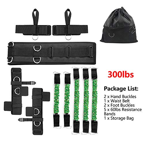 Boxing Resistance Bands Set for Speed and Agility, Workout Band Ankle Exercise Bands Legs Ankle Straps for Resistance Training Enhance Explosive Power - color: Green-300lbs