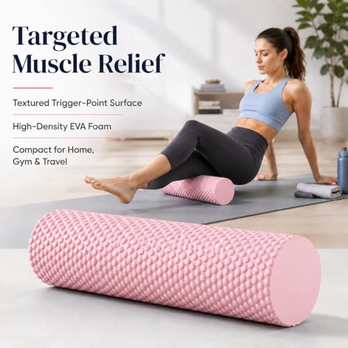 Foam Yoga Column, 2026 Upgrade Eva Long Foam Rollers with Trigger Point, Standard Foam Roller High-Density Massage Roller for Home Gym Travel Muscle Relif (Pink) - color: Pink