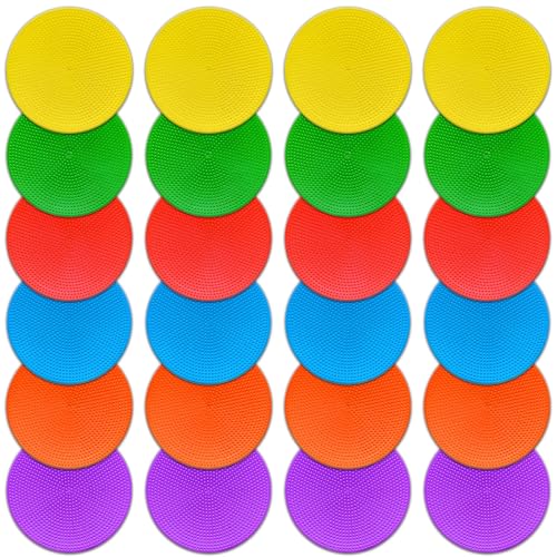 4 inch/9 Inch Colored Poly Spot Marker 12 Pcs, Non-Slip Rubber Agility Markers Flat Field Cones Floor Dots for Football, Basketball Training Markers, Dance Practice and Drills with Flat Cones Points - style: TPE 4 inch 24 Pcs