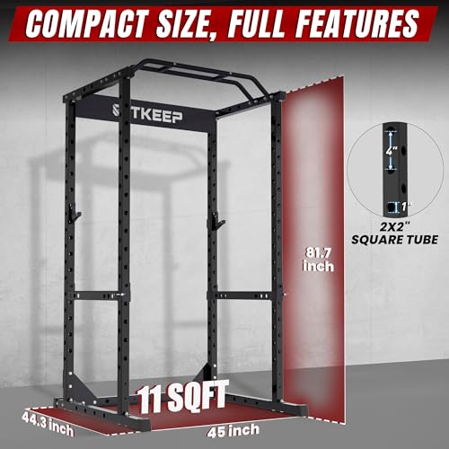 RitKeep RMAX 2250 Power Rack, 1200 lb Capacity Multi-Function Squat Rack and Weight Cage for Strength Training with Pull-Up Bar, Safety Bars, J-Hooks for Home Gym and Garage Gym