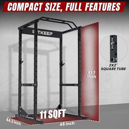 RitKeep RMAX 2250 Power Rack, 1200 lb Capacity Multi-Function Squat Rack and Weight Cage for Strength Training with Pull-Up Bar, Safety Bars, J-Hooks for Home Gym and Garage Gym