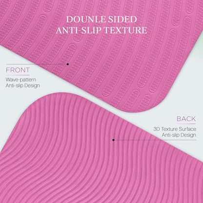Extra Thick 12mm Exercise Mat – 74"L x 26"W Inch, Non-Slip, Joint-Friendly & Cushioned Fitness Mat for Yoga, Pilates & Floor Workouts – Durable, Supportive & Includes Feetlu Classic Strap