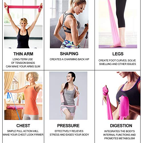 Therapy Flat Resistance Bands Set, Latex Free Flat Elastic Exercise Stretch Bands for Stretching, Flexibility, Pilates, Yoga, Ballet, Gymnastics, Rehab, Workout, Pink, Purple, Blue (3 Pack, 5 FT long) - color: Pink Blue Purple