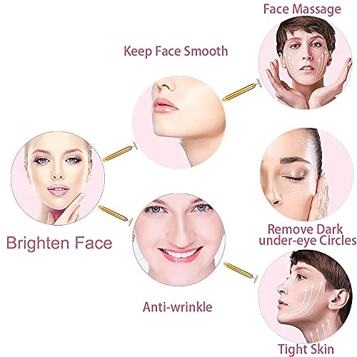 Face Massager Roller Golden 3D Roller Electric Facial Roller and T Shape Facial Roller Massager Kit Face Rollers