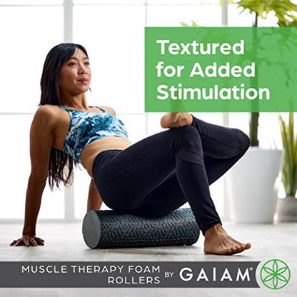 Gaiam Restore Foam Roller for Muscle Massage - Deep Tissue Muscle Massager for Sore Muscles & Stimulation - Total Body Pain Relief, Back, Neck, Foot, Calf, Leg, Arm (18 Inch and 36 Inch) - size: 18-Inch, style: 18" Roller (Marbled Purple)