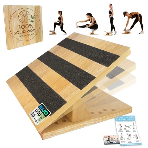 16-Level Adjustable Solid Wooden Slant Board for Squats – 550 lbs Heavy Duty Squat Wedge for Weightlifting & Ankle Mobility – Incline Board for Calf Raises & Leg Day Training