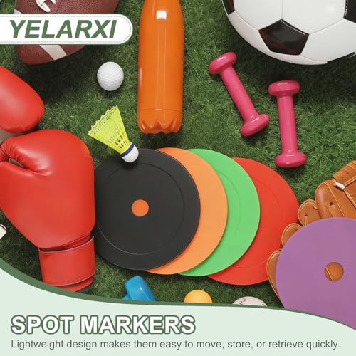 Flat Cones Spot Markers, Non-Slip Spot Marker Agility Dot Soccer Cones with Drawstring Bags - color: Red/Yellow/Orange/Green/Black/Blue
