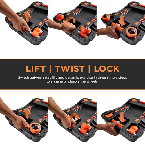 Terra Glide Balance Board and Ab Roller | Inflatable Core Trainer with Rolling Wheels & Pop Out Handles | Workout Exercise Wheel Core Strength Stability HIIT Pilates Mobility Ab Training Home Gym Equipment