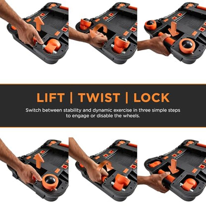 Terra Glide Balance Board and Ab Roller | Inflatable Core Trainer with Rolling Wheels & Pop Out Handles | Workout Exercise Wheel Core Strength Stability HIIT Pilates Mobility Ab Training Home Gym Equipment