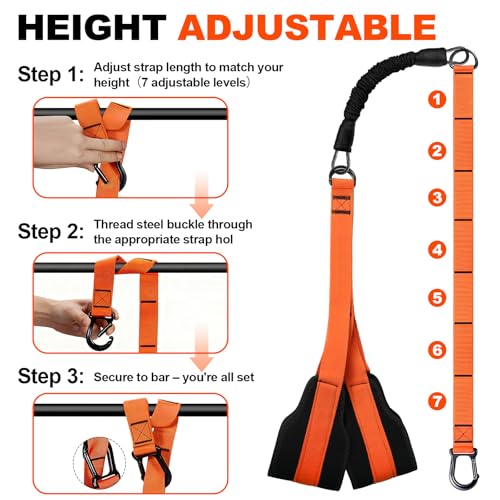 Pull Up Assistance Bands 65-260lbs, 4 Heavy Duty Pull Up Resistance Bands with Fabric Feet/Knee Rest for Pull Up Bar, Body Strength Training, Home Gym Fitness
