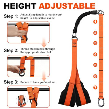 Pull Up Assistance Bands 65-260lbs, 4 Heavy Duty Pull Up Resistance Bands with Fabric Feet/Knee Rest for Pull Up Bar, Body Strength Training, Home Gym Fitness