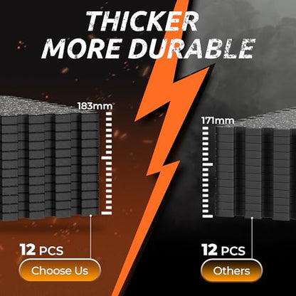 0.6" Thicker Rubber Top Gym Flooring for Home Gym, 12 Pcs 48 Sq Ft Workout Mats, Exercise Mat, Interlocking Rubber Floor Mats with High Density EVA Foam for Garage, 24 x 24in, Black/Grey - size: 12 Tiles (48 Sq Ft)