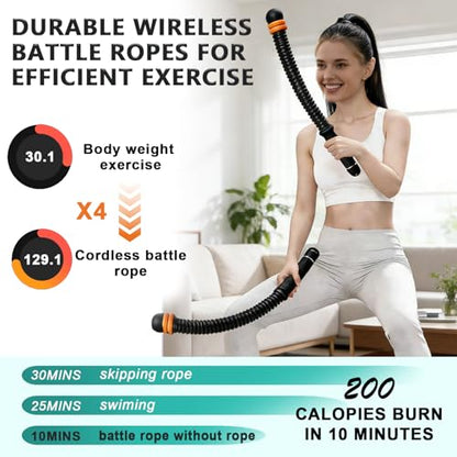 Battle Ropes, for Home Gym, Weighted Cordless Battle Rope, Portable Workout Ropes, Suitable for Low-Impact Cardio Training, Cardio & Muscle Training, Home Gym Equipment for Men & Women