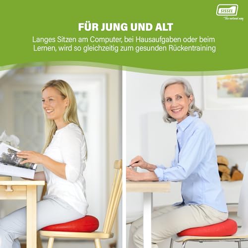 SISSEL SITFIT 14in Red | Active Sitting & Training | Strengthens Back & Pelvic Floor Muscles | Versatile Use: Legs & Veins | Adjustable Pressure | Includes Exercise Poster - color: Black