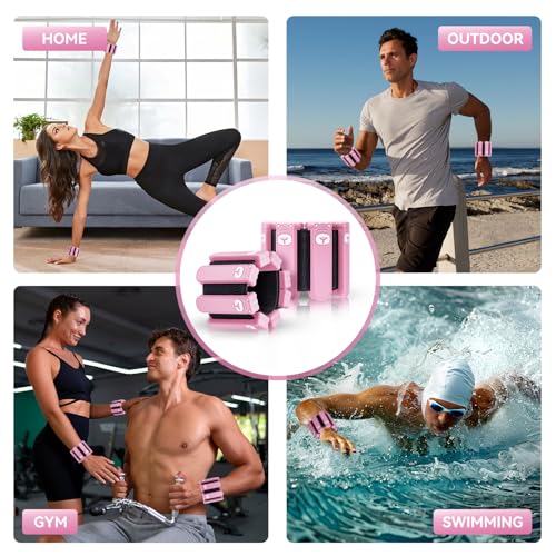 Wrist Ankle Weights Set of 2(1lb Each), Adjustable Silicone Weighted Wristbands for Women Men, Wearable Arm & Leg Weights for Pilates, Walking, Workout Exercise