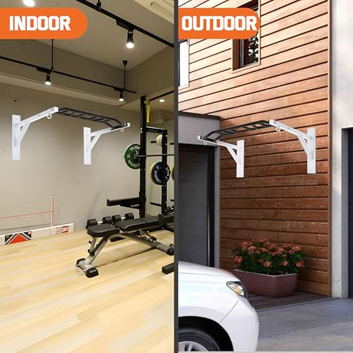 Upgrade Pull Up Bar Wall Mounted,Heavy Duty Multi Grip Chin Up Bar for Strength Training, 600 lbs Capacity, Durable Steel Construction, Perfect for Home and Garage Workouts - color: White and Black