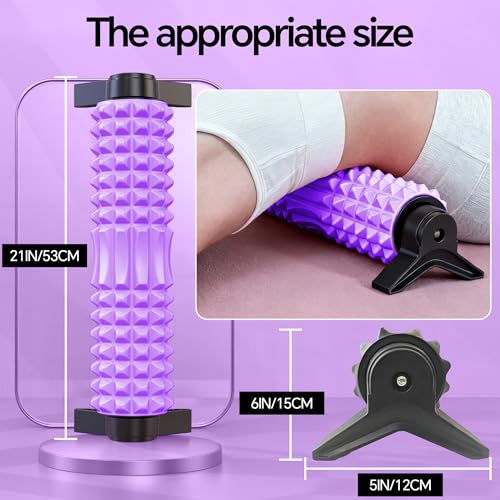 Foam Roller with Detachable Stand, 18” Deep Tissue Massage Roller, Beginner-Friendly Support Design for Muscle Recovery, Home Workout & Fitness - Purple - color: Purple