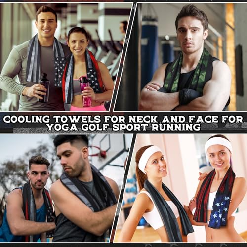 12 Pcs Flag Baseball Cooling Towels Bulk for Neck and Face 40" x 12" Sweat Towels for Hot Weather 4th of July 250th Anniversary Cooling Towel Microfiber Workout Rags for Gym Yoga Sport Running