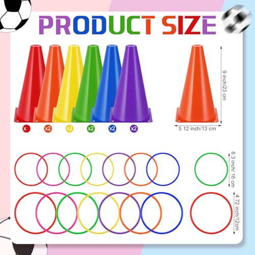 52 Pcs Ring Toss Game Set 12 Plastic Training Cones 40 Toss Rings for Carnival Party Backyard Indoor Outdoor Games