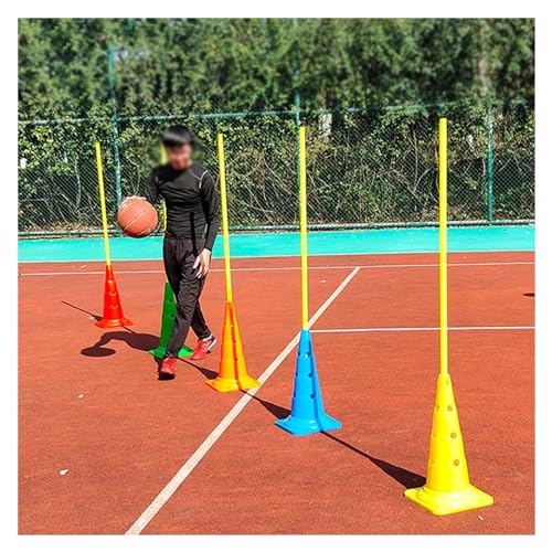 5 Pcs Hurdle Cone Set, Detachable Training Cones and Agility Poles for Players Adult Children Dog, Kids Agility Ladder Speed Training Equipment, Soccer Slalom Practic - color: 30cm Base, size: 1.5m/4.9ft