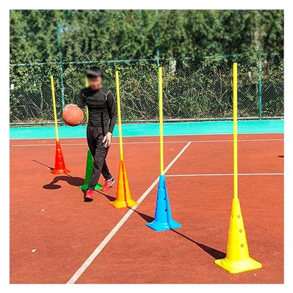 5 Pcs Hurdle Cone Set, Detachable Training Cones and Agility Poles for Players Adult Children Dog, Kids Agility Ladder Speed Training Equipment, Soccer Slalom Practic - color: 30cm Base, size: 1.5m/4.9ft