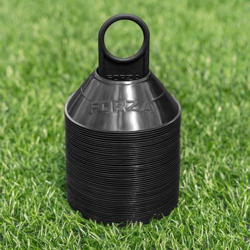 FORZA Mini Training Marker Cones | Durable Multi-Purpose Mini Space Cones Ideal for All Sports – Pack of 50 or 1000 in Multiple Color Options [Includes Carry Stand] - color: Black, style: Pack of 1000