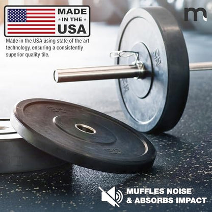 Matter Flex 100% Rubber Floor Mats - Recycled Rubber Gym Flooring for Home Gym, Interlocking Exercise Tiles, Made in The USA, Gym Tiles, Corner (4 tiles/16 Sq. Ft.), Black with Red Speck