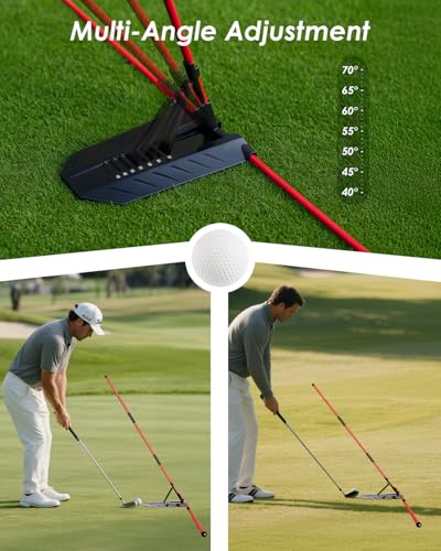 Golf Alignment Sticks - Foldable Golf Training Aid Golf Swing Training Aid with Angle Plate for Driving Range/Backyard