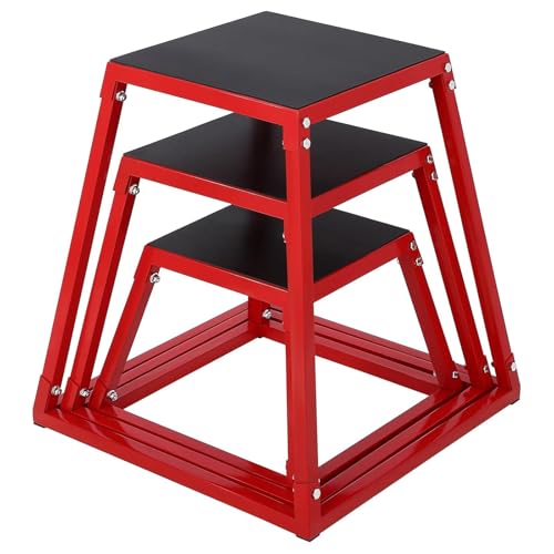 Plyometric Jump Box,Heavy Duty Steel Jumping Box with Rubber Pad,Step Up Box Set(12 18 24 Inch),550lbs Capacity,Deadlift Platform for Strength Training Conditioning Step Up Workouts Men Women