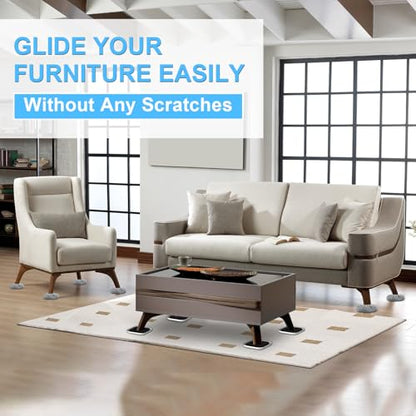 New Upgrade Furniture Sliders, Furniture Movers Sliders for Carpets and Hardwood Floor, Protect Floor and Easily Move Furniture