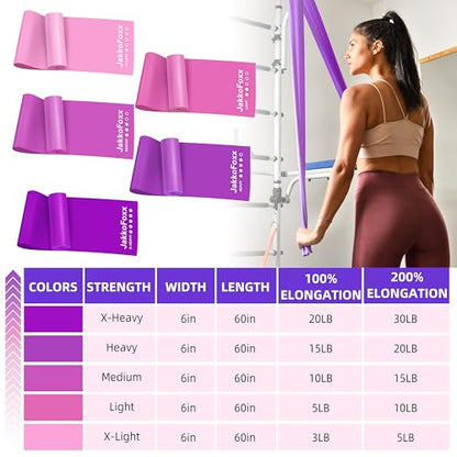 5 Pcs Resistance Bands for Working Out, Latex Free, Physical Therapy Bands, Exercise Bands Set for Stretching, Suitable for Rehab, Yoga,Pilates, Home Gym
