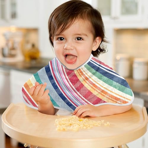 Colorful Stripes Muslin Burp Cloths 1 Pack - Extra Large 22"x11", 4-Layer Soft Absorbent Cotton, Waterproof Backing, Baby Drool Rags for Newborn