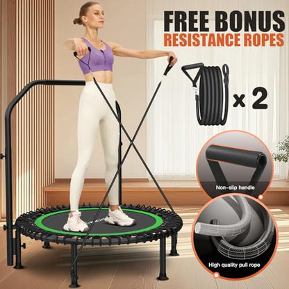 ANCHEER Fitness Trampoline,40"/48" Bungee Rebounder with Adjustable Handle - color: 40-Green