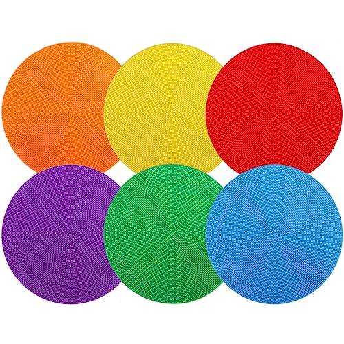 4inch & 9inch Poly Spot Markers for Agility Dot for Gym/PE Training, Dance, 6/12/24 Pcs Round Multiple Color & Size Rubber Non-Slip Spot Marker for Games, Floor Dots and Sport Activities - style: 6Pcs 9 inch Spot Makers