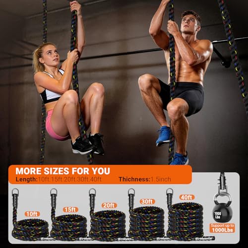 Climbing Rope Gym Workout - 1.5inch Diameter with 10FT 15FT 20FT 30FT 40FT Gym Climb Rope Heavy Duty Workout Exercise Ropes for Adults Indoor Outdoor Strength Training - style: 1.5 Inch-20ft