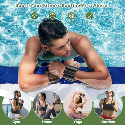 Pilates Wrist and Ankle Weights for Women - Adjustable Weighted Bangles for Men, 2 lbs Weighted Arm Bands Foot Leg Weights for Walking, Yoga, Training, Exercise, Running, Set of 2 (1LB Each) - color: Matte Black