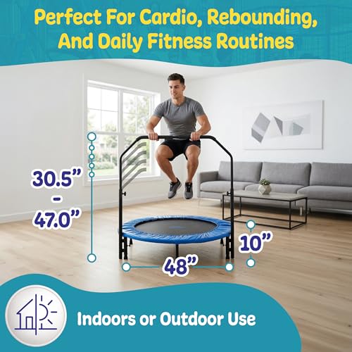 Machrus Upper Bounce Mini Rebounder Trampoline for Adults and Kids, Exercise, Indoor Fitness, Foldable Round Jumping Exerciser, Supports up to 220 lbs